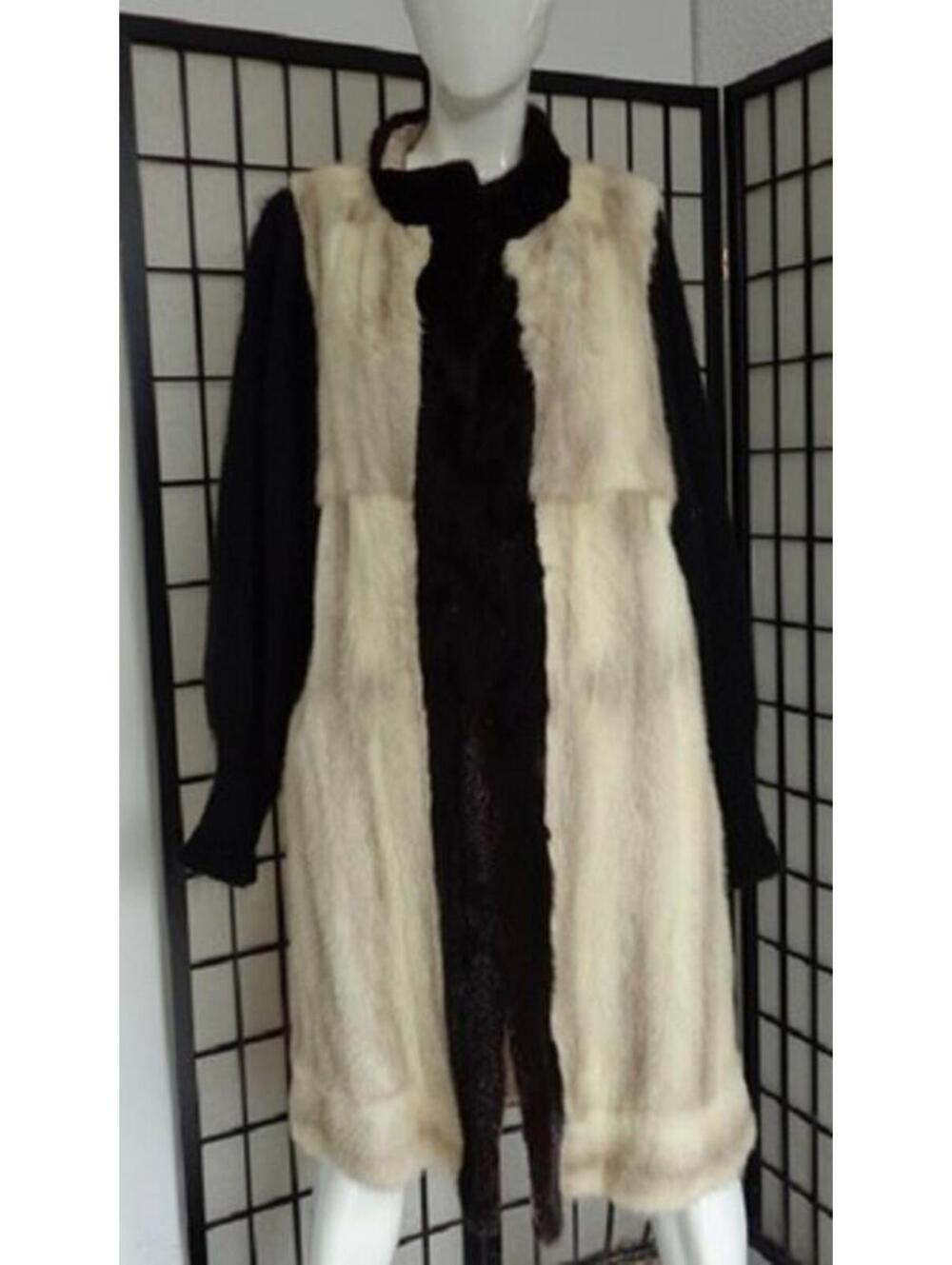 Mint Brown Cross & Dark Mink Fur & Knitted Coat Size 4-6 New Lining!
